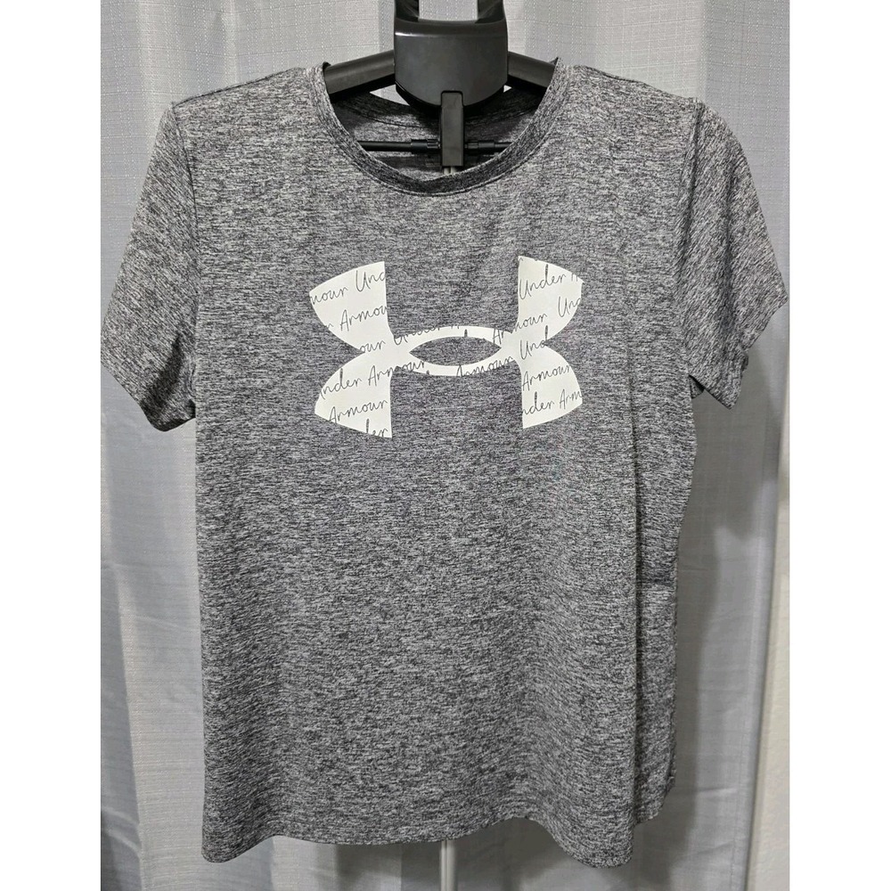 Women's XL Under Armour HeatGear Short-Sleeve Heather Gray Athletic Shirt‎